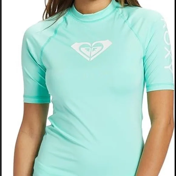 Roxy Turquoise Short-Sleeve Rash Guard - Picture 2 of 5